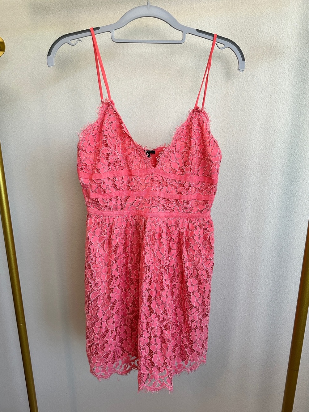 NBD Coral Pink Lace Mini Dress